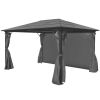 Gazebo with Curtain Anthracite Aluminum 157.5" x 118.1" - Anthracite