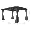 Gazebo with Curtain Anthracite Aluminum 157.5" x 118.1" - Anthracite