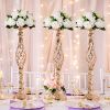 Gold/Silver Wedding Candle Holders Decor Table Centerpiece Pillar Flower Vase Rack Stand Road Lead Floral Bouquet Party Supplies - Gold Middle - China