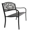 50" Outdoor Welcome Backrest Cast Iron&PVC Bench - as picture