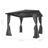 Gazebo with Curtain Anthracite Aluminum 118.1" x 118.1" - Anthracite