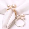 2023 Elegant Pearls Napkin Rings Metal Napkin Holders U-Shaped Napkin Buckle Wedding Gifts Party Christmas Festival Table Decor - CN - 24pcs silver