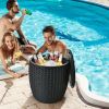 9.5 Gallon 4-in-1 Patio Rattan Cool Bar Cocktail Table Side Table XH - as show