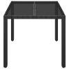 Patio Table with Glass Top Black 35.4"x35.4"x29.5" Poly Rattan - Black