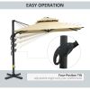 10ft Offset Patio Umbrella, Hanging Cantilever Umbrella, Square Shape, Aluminum Cross Base, Tilt, 360-Degree Rotation, Beige - as Pic