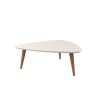 Manhattan Comfort Utopia 17.51" High Triangle Coffee Table with Splayed Legs in Off White and Maple Cream - Default Title