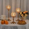 Gold/Silver Crystal Candle Holder Pillar Metal Tealight Candlestick Wedding Table Centerpiece Party Christmas Home Desktop Decor - Silver Medium - CN