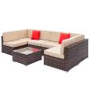 7pcs Brown Rattan Sofa Set - as picture