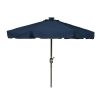 7' Blue Deluxe Solar Powered LED Lighted Patio Umbrella With Scalloped Edge Top - Blue