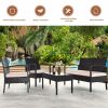 4 Pieces Patio Furniture Sets Rattan Chair Wicker Set Outdoor Bistro - as show