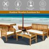 4 Pieces Outdoor Acacia Wood Sofa Furniture Set - as show