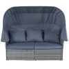 Outdoor Patio Furniture Set Daybed Sunbed with Retractable Canopy Conversation Set Wicker Furniture  - Gray