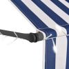 Manual Retractable Awning with LED 118.1" Blue and White - Multicolour