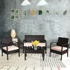 4 Pieces Patio Furniture Sets Rattan Chair Wicker Set Outdoor Bistro - as show