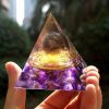 Natural Tiger Eye Orgonite Pyramid Heal Crystals Ball Energy Generator Reiki Chakra Multiplier Orgone Amethyst Meditation Stone - 6cm1 - China