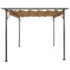 Pergola with Retractable Roof Taupe 9.8'x9.8' Steel 0.6 oz/ft² - Taupe