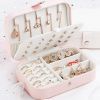 Portable Jewelry Organizer Box Travel Jewelry Case Button Leather Storage Display Box Ring Necklace Jewellery Storage Organizer - Basic Pink - China