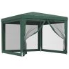 Party Tent with 4 Mesh Sidewalls Green 9.8'x9.8' HDPE - Green