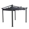 10x10 Ft Outdoor Patio Retractable Metal Pergola With Canopy Sunshelter Pergola for Gardens,Terraces,Backyard, Gray - as Pic