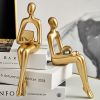 Nordic Abstract Figures Home Decoration Accessories Sculptures Living Room Study Decor Gold Humanoid Resin Embellishment Statues - seat BD - China