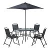 6-Piece Outdoor Patio Dining Set - Black