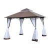 10ft x 10ft Outdoor Patio Gazebo Canopy Tent Coffee-AS - as picture