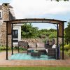 12 x 9 Ft Outdoor Pergola Patio Gazebo,Retractable Shade Canopy,Steel Frame Grape Gazebo,Sunshelter Pergola for Gardens,Terraces,Backyard - as Pic