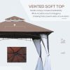 10ft x 10ft Outdoor Patio Gazebo Canopy Tent Coffee-AS - as picture