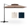 9.5 Feet Cantilever Patio Umbrella with 360° Rotation and Double Top - Coffee