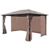 Gazebo with Curtain Brown Aluminum 157.5"x118.1" - Brown