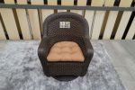 3 PCS Dark Brown Wicker Patio Bistro Set with Round Coffee Table and Brown Cushions  - Dark Brown