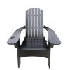 Outdoor or indoor Wood Adirondack chair with an hole to hold umbrella on the arm - Black