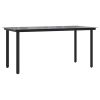 Patio Dining Table Black 63"x31.5"x29.1" Steel and Tempered Glass - Black