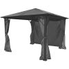 Gazebo with Curtain Anthracite Aluminum 118.1" x 118.1" - Anthracite