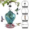 Hummingbird Feeder for Outdoors Hand Blown Colorful Glass Feeder with Ant Moat Gardening Supplies Bird Feeder Ant Proof - k