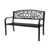 50" Outdoor Welcome Backrest Cast Iron&PVC Bench - as picture