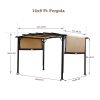 12 x 9 Ft Outdoor Pergola Patio Gazebo,Retractable Shade Canopy,Steel Frame Grape Gazebo,Sunshelter Pergola for Gardens,Terraces,Backyard - as Pic