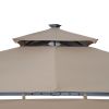 Patio 9.8ft.L x 9.8ft.W Gazebo with Extended Side Shed/Awning and LED Light for Backyard; Poolside; Deck; Brown - Brown