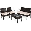 4 Pieces Patio Furniture Sets Rattan Chair Wicker Set Outdoor Bistro - as show