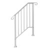 Handrails for Outdoor Steps, Iron Handrail Fits 2 Step, Transitional Handrail with Installation Kit, White - as picture