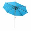 9 Ft Patio Umbrella Title Led Blue Adjustable Large Beach Umbrella For Garden Outdoor Uv Protection - as Pic