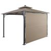 Patio 9.8ft.L x 9.8ft.W Gazebo with Extended Side Shed/Awning and LED Light for Backyard; Poolside; Deck; Brown - Brown