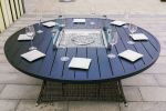 Aluminum Outdoor Dining Table Wicker Patio Gas Fire Pit Table in Brown (Table Only) - Round