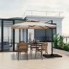 9.5 Feet Cantilever Patio Umbrella with 360° Rotation and Double Top - Beige