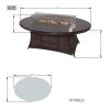 Aluminum Outdoor Dining Table Wicker Patio Gas Fire Pit Table in Brown (Table Only) - Oval