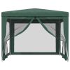 Party Tent with 4 Mesh Sidewalls Green 9.8'x9.8' HDPE - Green