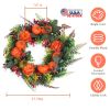 17.71IN Autumn Wreath with Pumpkin Mixed Leaves Berries Flowers Fall Decoration for Indoor Outdoor Window Wall Front Door in Halloween Thanks Giving D