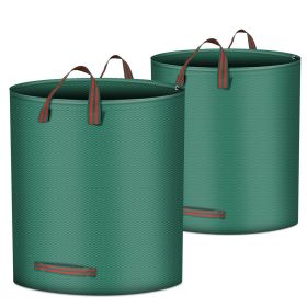 2Pcs 26.42Gallons Round Garden Waste Bags Waterproof Reusable Grass Rubbish Leaf Sacks Home Garden Lawn Yard Trash Bags With 4 Handles