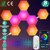 8Pcs Hexagon Light Panels RGBW Colorful Splicing Wall Lamps App Remote Line Control Timing Decorative Gaming Light Music Sync Lamps