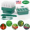 10Pcs Seed Starter Tray Kit Reusable Overall 120Cells Seeding Propagator Station Greenhouse Growing Germination Tray with Humidity Dome Label 2Pcs Gar